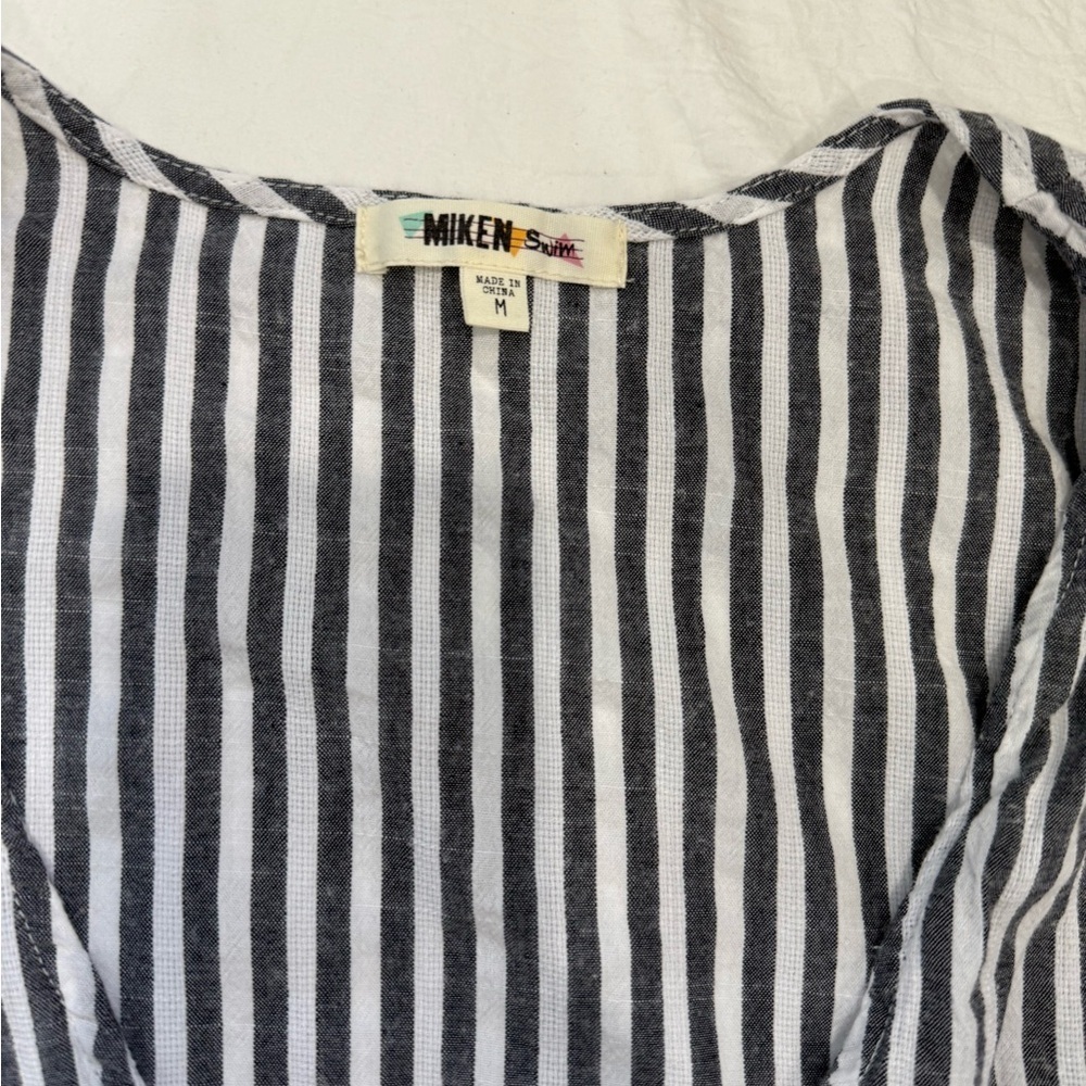 Striped Ruffle Wrap Dress - Picture 7 of 10